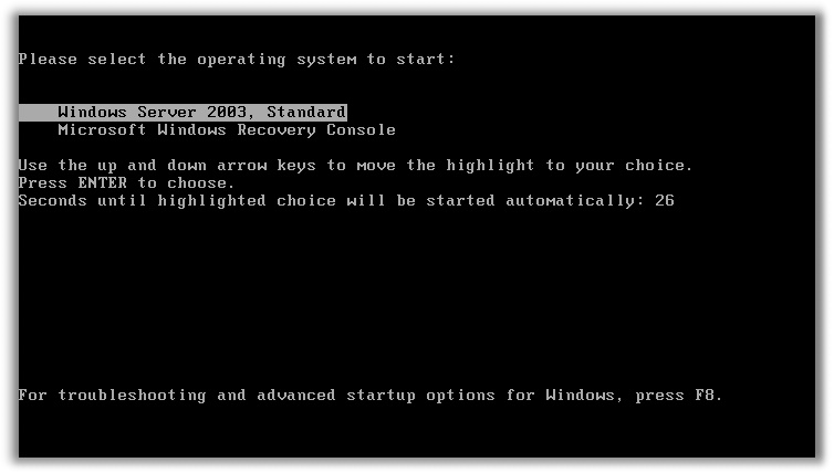 Windows 2003 Recovery Console Boot.ini